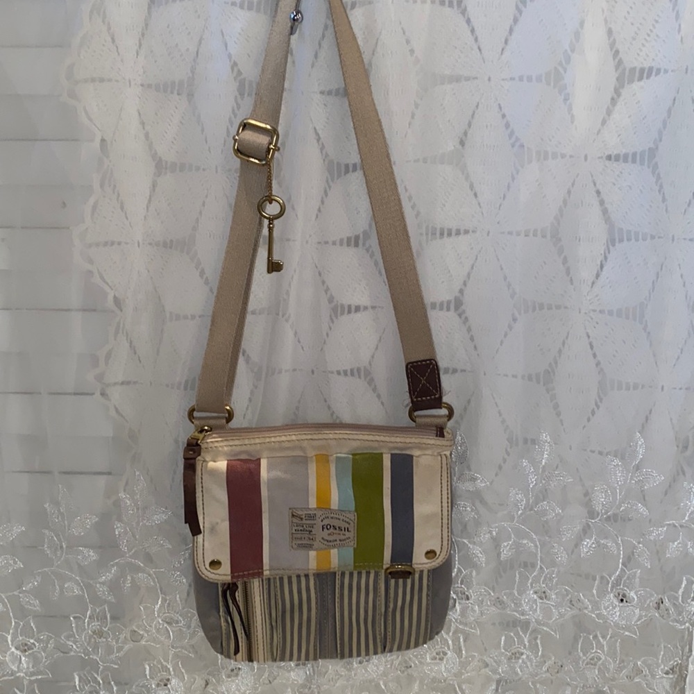 Vintage Canvas Fossil Crossbody Purse Bag